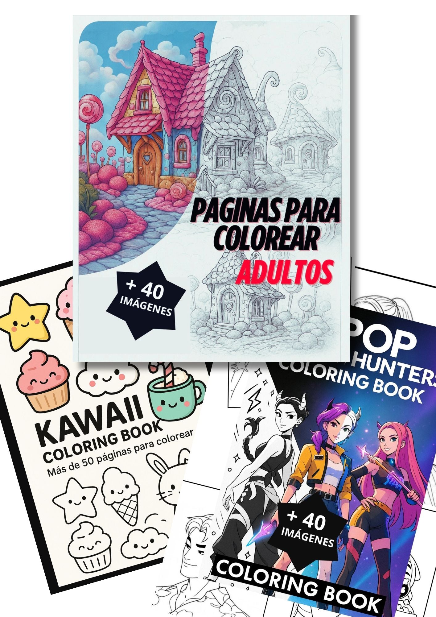 🌈 Pack Fliar x 3 libros digitales para colorear + 🎁 BONO 🎁