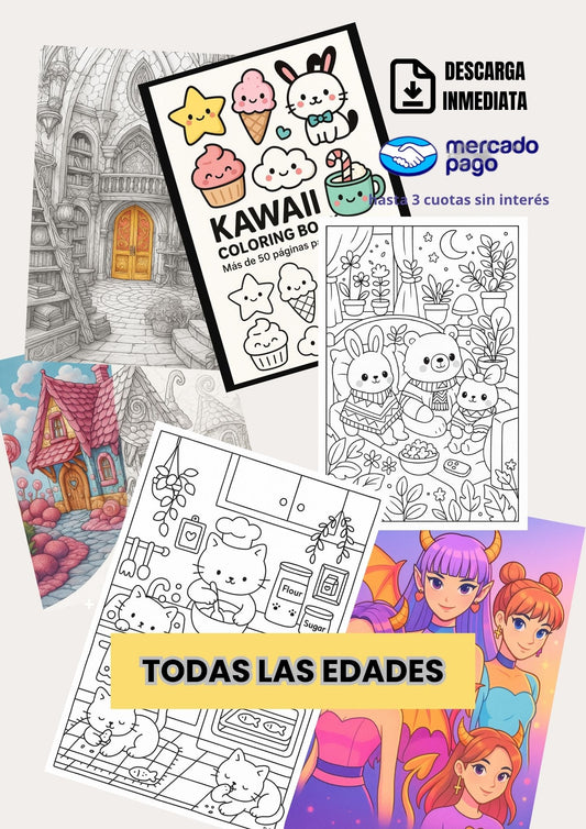 🌈 Pack Fliar + 500 LÁMINAS para colorear +  🎁 BONOS 🎁